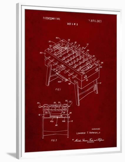 PP136- Burgundy Foosball Game Patent Poster-Cole Borders-Framed Premium Giclee Print