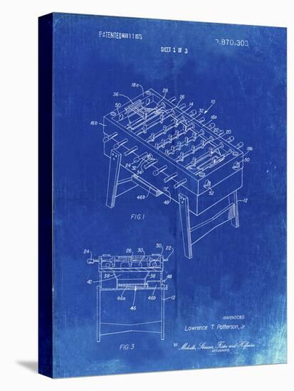 PP136- Faded Blueprint Foosball Game Patent Poster-Cole Borders-Stretched Canvas