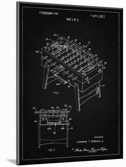 PP136- Vintage Black Foosball Game Patent Poster-Cole Borders-Mounted Premium Giclee Print