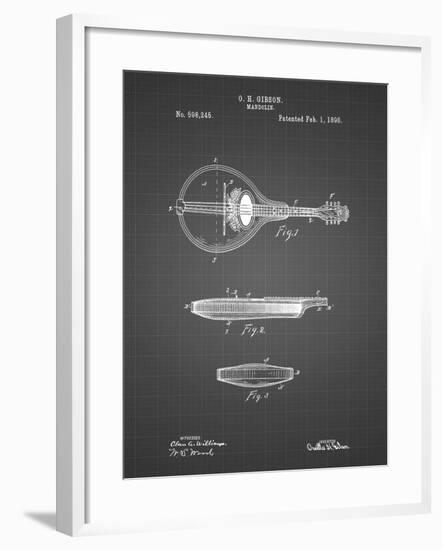 PP137- Black Grid Gibson Mandolin A - Model Patent Poster-Cole Borders-Framed Giclee Print