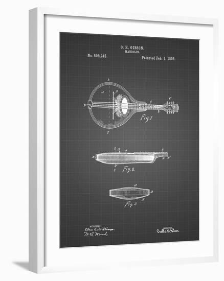 PP137- Black Grid Gibson Mandolin A - Model Patent Poster-Cole Borders-Framed Giclee Print