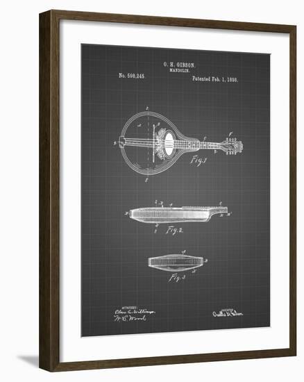 PP137- Black Grid Gibson Mandolin A - Model Patent Poster-Cole Borders-Framed Giclee Print