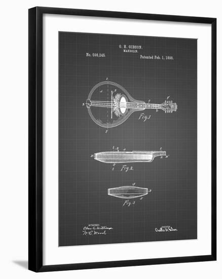 PP137- Black Grid Gibson Mandolin A - Model Patent Poster-Cole Borders-Framed Giclee Print
