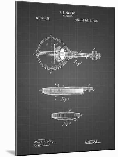 PP137- Black Grid Gibson Mandolin A - Model Patent Poster-Cole Borders-Mounted Giclee Print