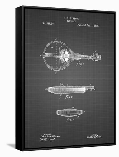 PP137- Black Grid Gibson Mandolin A - Model Patent Poster-Cole Borders-Framed Stretched Canvas