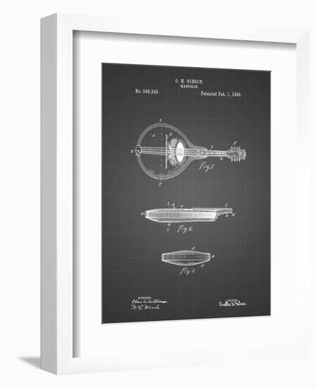 PP137- Black Grid Gibson Mandolin A - Model Patent Poster-Cole Borders-Framed Giclee Print