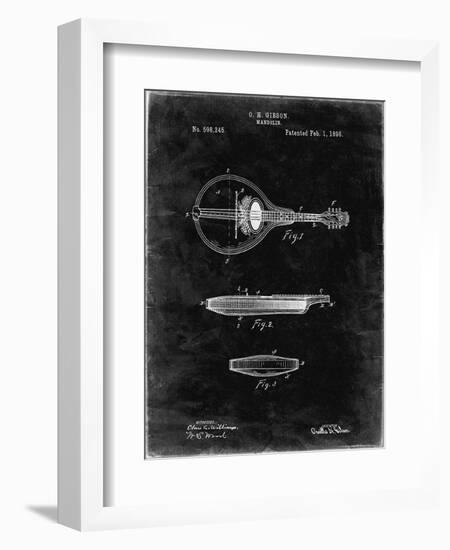 PP137- Black Grunge Gibson Mandolin A - Model Patent Poster-Cole Borders-Framed Giclee Print