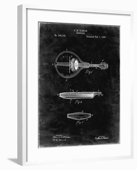 PP137- Black Grunge Gibson Mandolin A - Model Patent Poster-Cole Borders-Framed Giclee Print