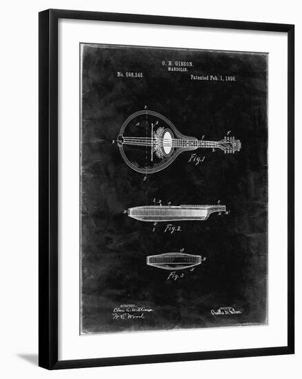 PP137- Black Grunge Gibson Mandolin A - Model Patent Poster-Cole Borders-Framed Giclee Print