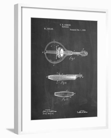 PP137- Chalkboard Gibson Mandolin A - Model Patent Poster-Cole Borders-Framed Giclee Print