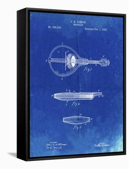 PP137- Faded Blueprint Gibson Mandolin A - Model Patent Poster-Cole Borders-Framed Stretched Canvas