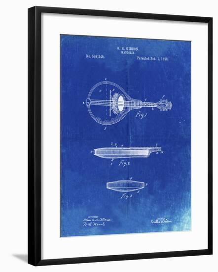 PP137- Faded Blueprint Gibson Mandolin A - Model Patent Poster-Cole Borders-Framed Giclee Print