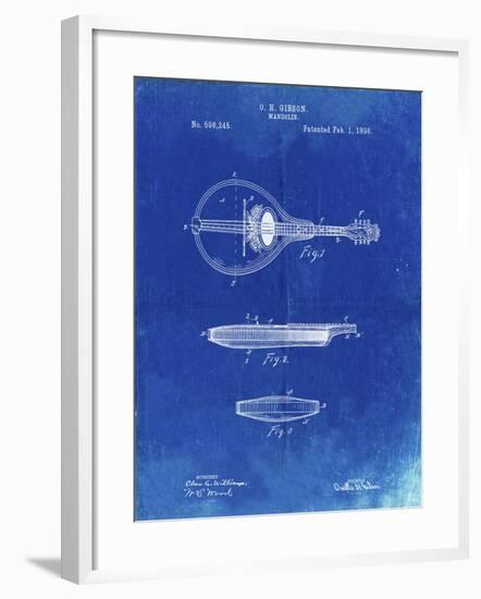 PP137- Faded Blueprint Gibson Mandolin A - Model Patent Poster-Cole Borders-Framed Giclee Print