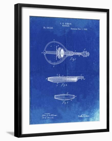 PP137- Faded Blueprint Gibson Mandolin A - Model Patent Poster-Cole Borders-Framed Giclee Print