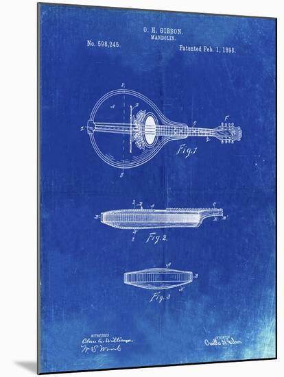 PP137- Faded Blueprint Gibson Mandolin A - Model Patent Poster-Cole Borders-Mounted Giclee Print