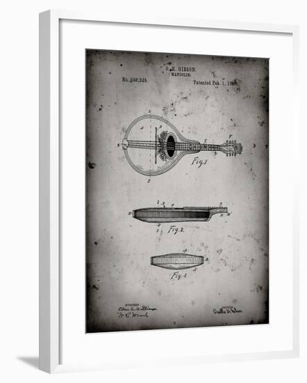 PP137- Faded Grey Gibson Mandolin A - Model Patent Poster-Cole Borders-Framed Giclee Print