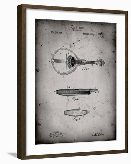 PP137- Faded Grey Gibson Mandolin A - Model Patent Poster-Cole Borders-Framed Giclee Print