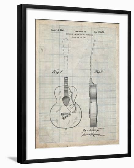 PP138- Antique Grid Parchment Gretsch 6022 Rancher Guitar Patent Poster-Cole Borders-Framed Giclee Print