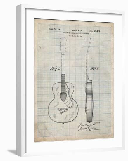 PP138- Antique Grid Parchment Gretsch 6022 Rancher Guitar Patent Poster-Cole Borders-Framed Giclee Print