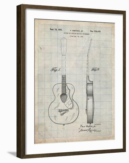 PP138- Antique Grid Parchment Gretsch 6022 Rancher Guitar Patent Poster-Cole Borders-Framed Giclee Print