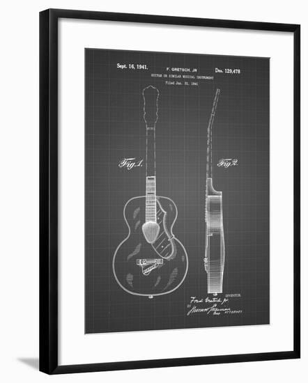 PP138- Black Grid Gretsch 6022 Rancher Guitar Patent Poster-Cole Borders-Framed Giclee Print