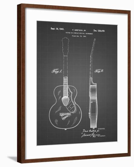 PP138- Black Grid Gretsch 6022 Rancher Guitar Patent Poster-Cole Borders-Framed Giclee Print