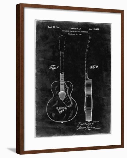 PP138- Black Grunge Gretsch 6022 Rancher Guitar Patent Poster-Cole Borders-Framed Giclee Print
