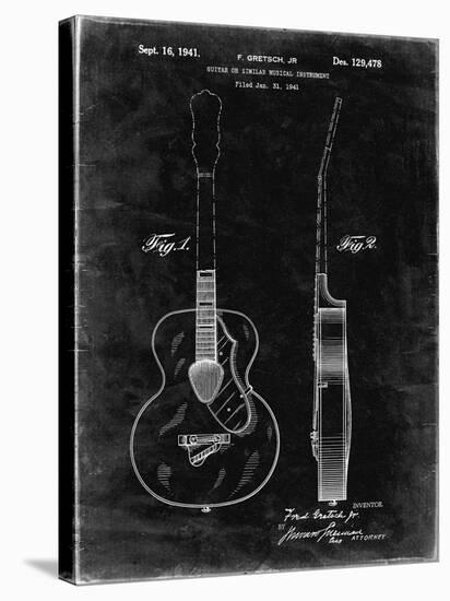 PP138- Black Grunge Gretsch 6022 Rancher Guitar Patent Poster-Cole Borders-Stretched Canvas