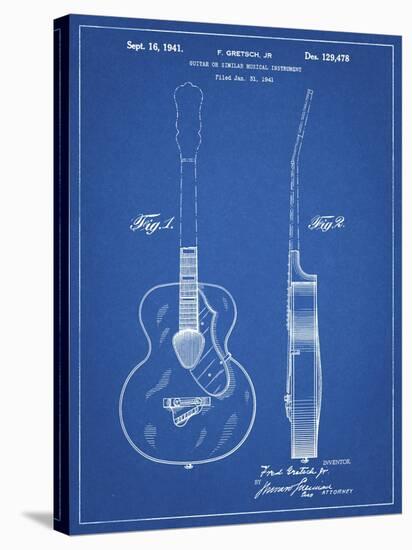 PP138- Blueprint Gretsch 6022 Rancher Guitar Patent Poster-Cole Borders-Stretched Canvas