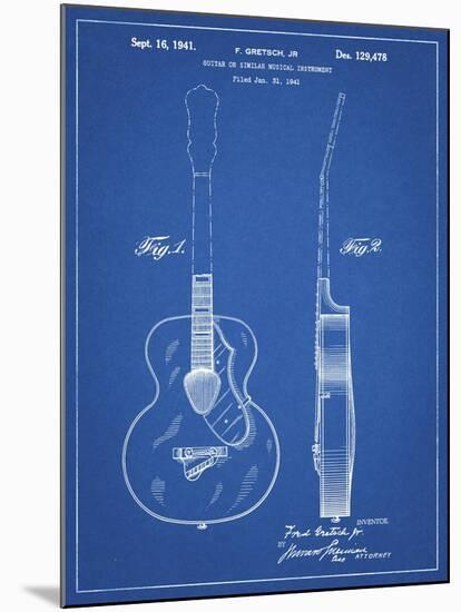 PP138- Blueprint Gretsch 6022 Rancher Guitar Patent Poster-Cole Borders-Mounted Giclee Print