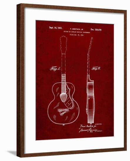 PP138- Burgundy Gretsch 6022 Rancher Guitar Patent Poster-Cole Borders-Framed Giclee Print