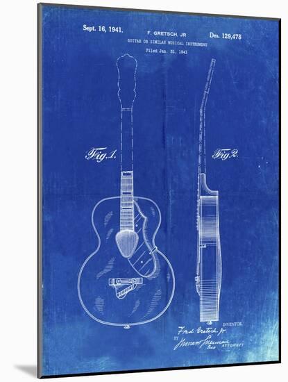 PP138- Faded Blueprint Gretsch 6022 Rancher Guitar Patent Poster-Cole Borders-Mounted Giclee Print