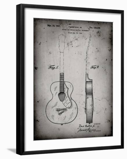 PP138- Faded Grey Gretsch 6022 Rancher Guitar Patent Poster-Cole Borders-Framed Giclee Print