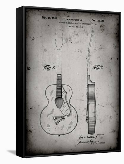 PP138- Faded Grey Gretsch 6022 Rancher Guitar Patent Poster-Cole Borders-Framed Stretched Canvas