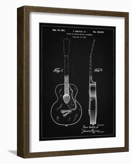 PP138- Vintage Black Gretsch 6022 Rancher Guitar Patent Poster-Cole Borders-Framed Giclee Print