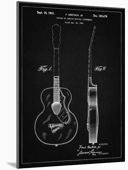 PP138- Vintage Black Gretsch 6022 Rancher Guitar Patent Poster-Cole Borders-Mounted Giclee Print