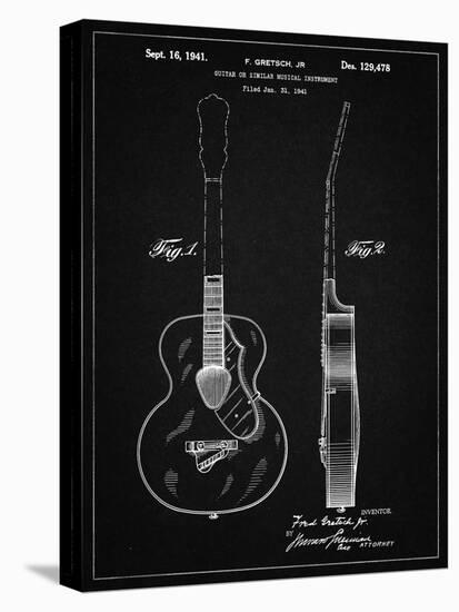 PP138- Vintage Black Gretsch 6022 Rancher Guitar Patent Poster-Cole Borders-Stretched Canvas