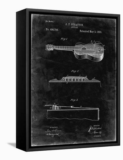 PP139- Black Grunge Stratton & Son Acoustic Guitar Patent Poster-Cole Borders-Framed Stretched Canvas