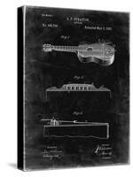 PP139- Black Grunge Stratton & Son Acoustic Guitar Patent Poster-Cole Borders-Stretched Canvas