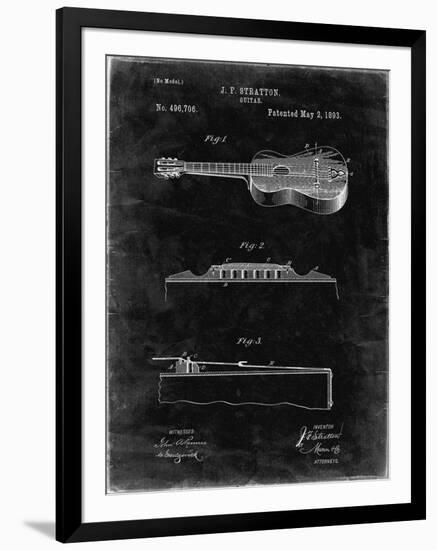 PP139- Black Grunge Stratton & Son Acoustic Guitar Patent Poster-Cole Borders-Framed Giclee Print