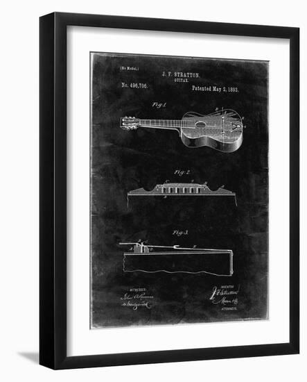 PP139- Black Grunge Stratton & Son Acoustic Guitar Patent Poster-Cole Borders-Framed Giclee Print