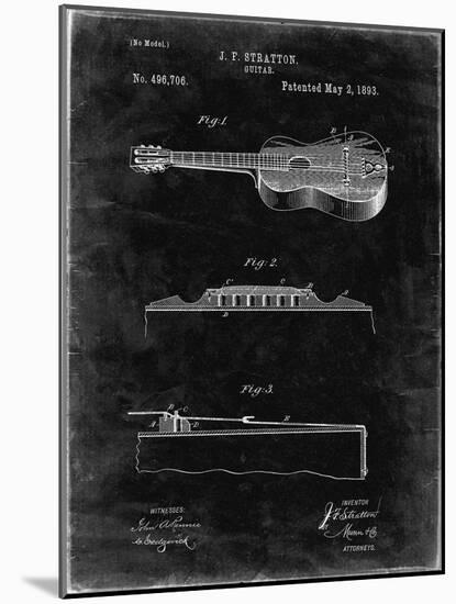 PP139- Black Grunge Stratton & Son Acoustic Guitar Patent Poster-Cole Borders-Mounted Giclee Print