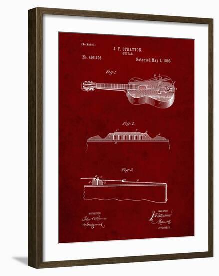 PP139- Burgundy Stratton & Son Acoustic Guitar Patent Poster-Cole Borders-Framed Giclee Print