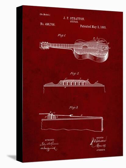 PP139- Burgundy Stratton & Son Acoustic Guitar Patent Poster-Cole Borders-Stretched Canvas