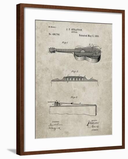 PP139- Sandstone Stratton & Son Acoustic Guitar Patent Poster-Cole Borders-Framed Giclee Print