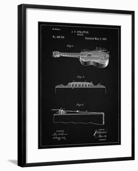 PP139- Vintage Black Stratton & Son Acoustic Guitar Patent Poster-Cole Borders-Framed Giclee Print