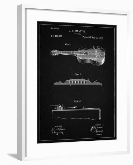 PP139- Vintage Black Stratton & Son Acoustic Guitar Patent Poster-Cole Borders-Framed Giclee Print