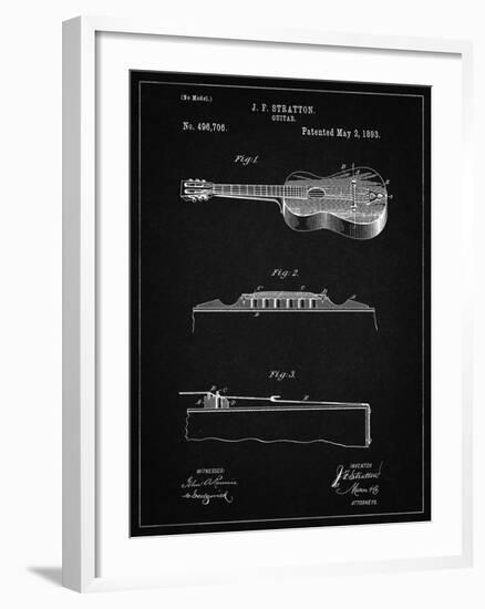 PP139- Vintage Black Stratton & Son Acoustic Guitar Patent Poster-Cole Borders-Framed Giclee Print