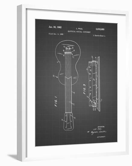 PP140- Black Grid Gibson Les Paul Guitar Patent Poster-Cole Borders-Framed Giclee Print