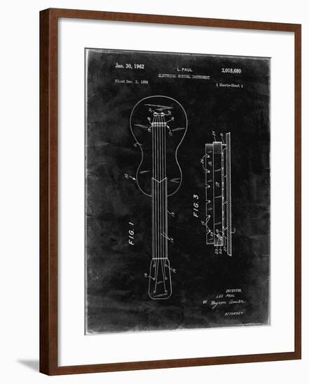 PP140- Black Grunge Gibson Les Paul Guitar Patent Poster-Cole Borders-Framed Giclee Print